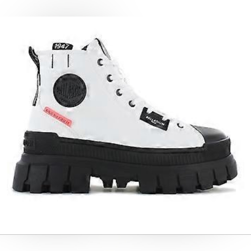Palladium Revolt Hi-TX White and Black Platform Shoes